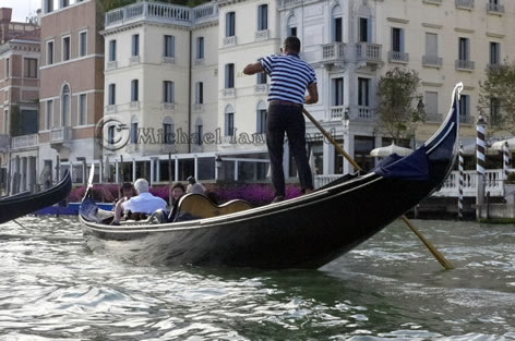 Gondola at entrance to  Grand Canal